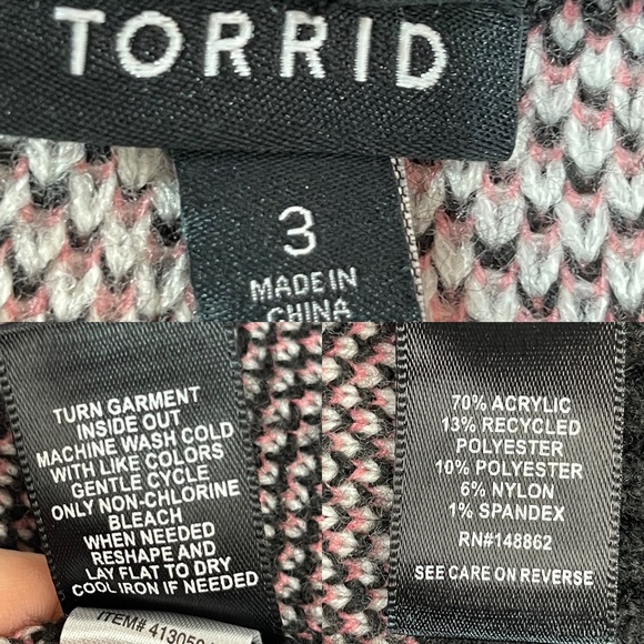 Torrid vegan cashmere oversized long sleeve V-neck heart cardigan sweater 3X - Picture 17 of 17